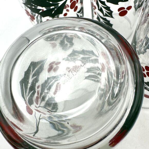Vintage Crisa Glass Pitcher w/ 5 Glasses HOLLY'S & BERRIES - Picture 11 of 13